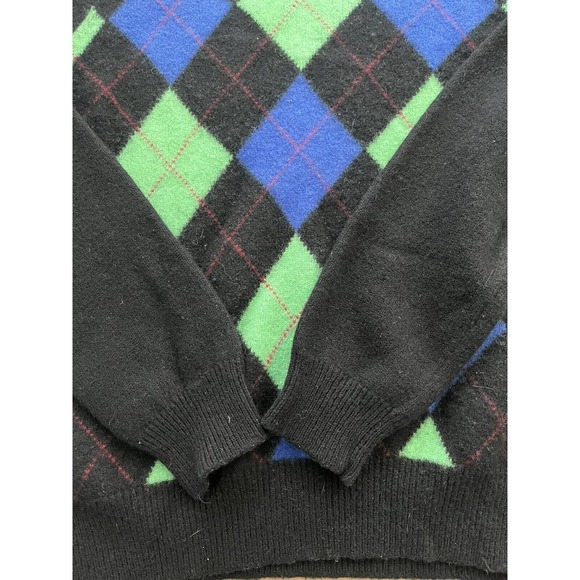 VTG Polo Golf Ralph Lauren Medium Adult Sweater Merino Wool Black Argyle Mens - Picture 4 of 7